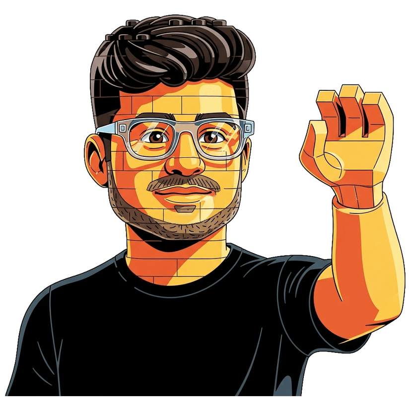 Humanized portait created with lego bricks structure.